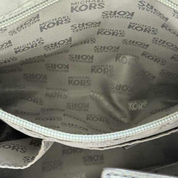 Michael Kors Jet Set Grab Bag Jacquard Signature MK Monogram Canvas Tote Gray - Picture 9 of 11